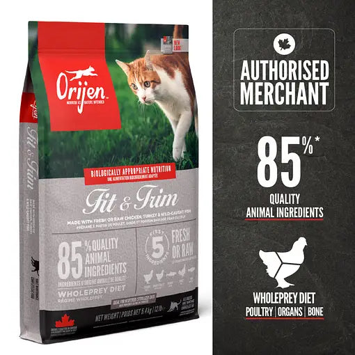 ORIJEN Fit & Trim Dry Cat Food 1.8kg / 5.4kg | Weight Control High Protein Cat Kibble