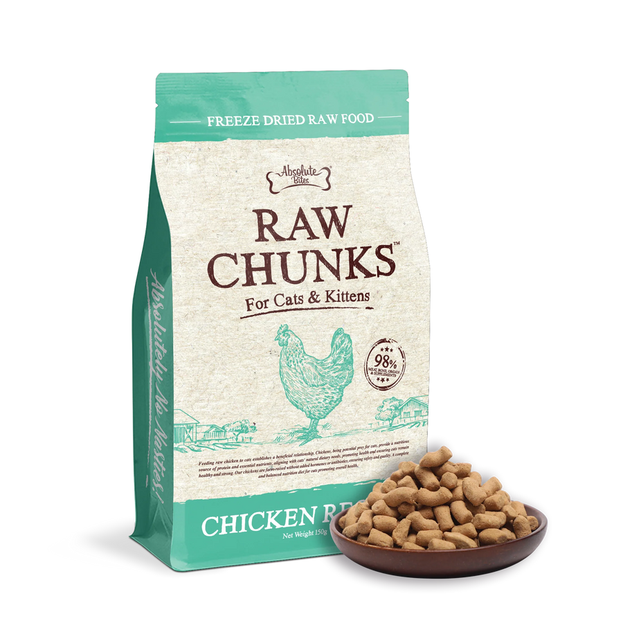 Absolute Bites Raw Chunks Freeze Dried Raw Food for Cats & Kittens Chicken Recipe (2 Sizes)