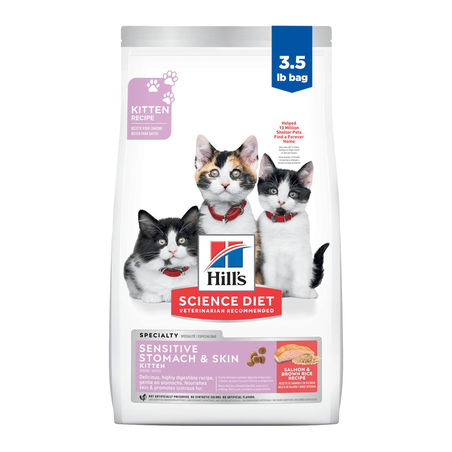 Hill's Science Diet Kitten Sensitive Stomach & Skin Salmon & Brown Rice Recipe Dry Cat Food 1.58kg