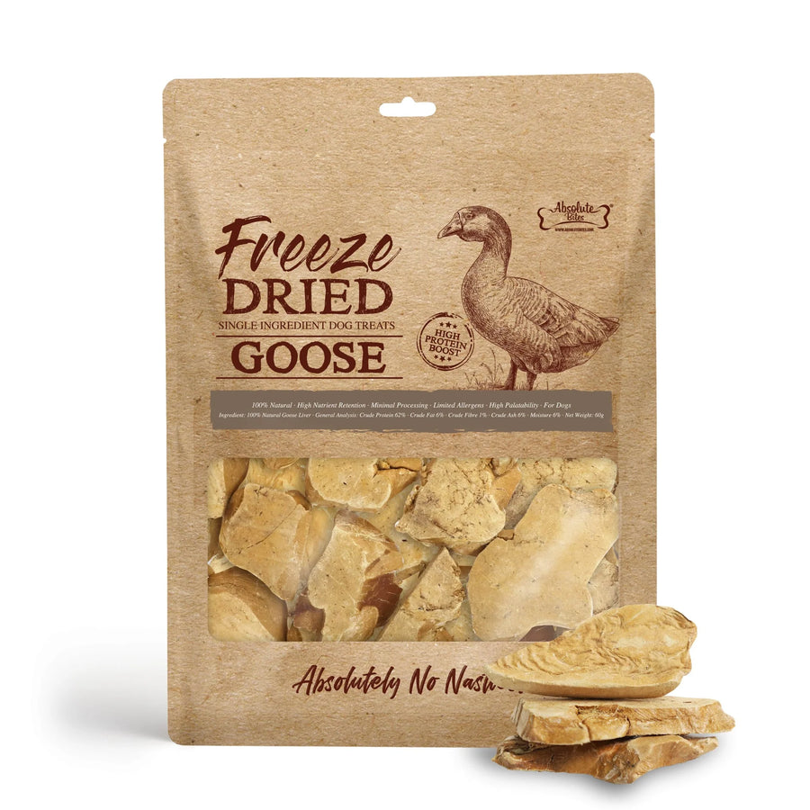 Absolute Bites Single Ingredient Goose Freeze Dried Dog Treats 60g