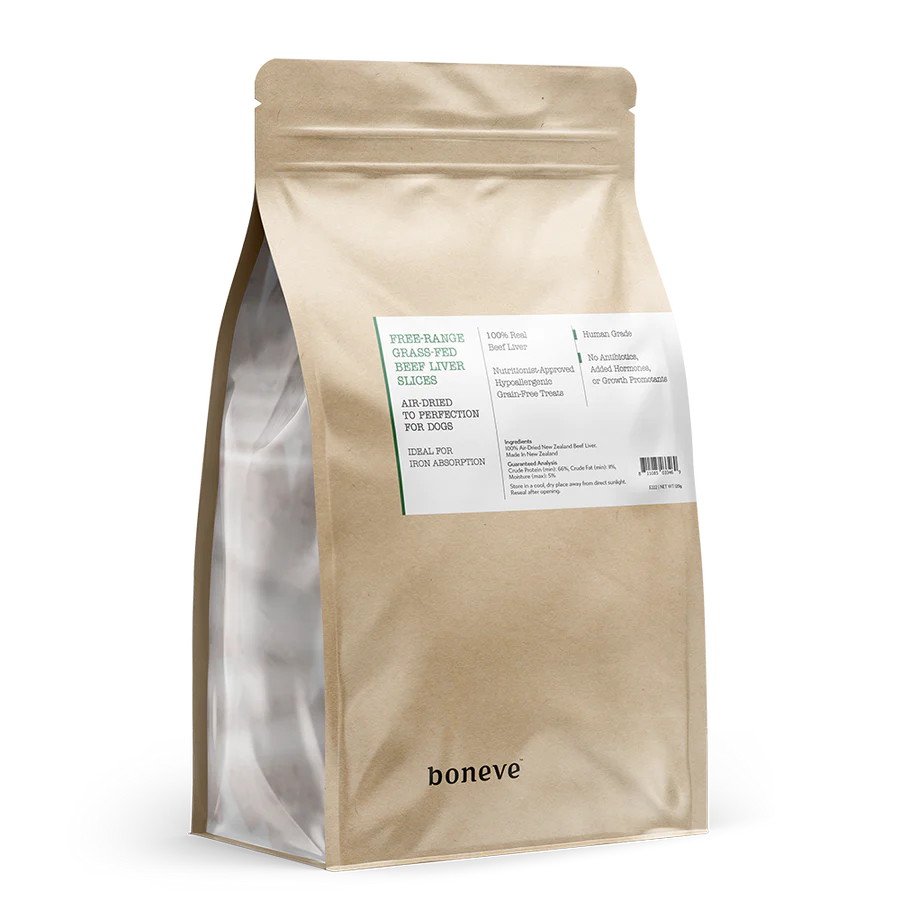 Boneve Dog Treat Air-Dried Free-Range Grass-Fed Beef Liver Slices 120g