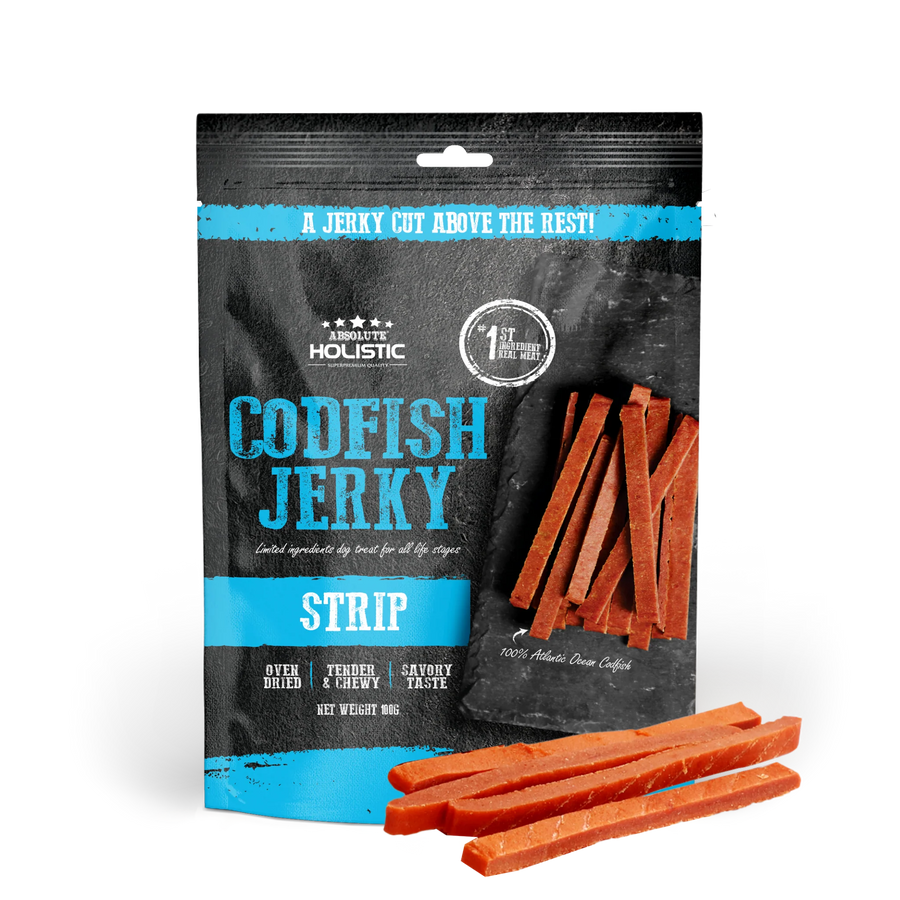 Absolute Holistic Grain Free Treats for Dog Codfish Jerky Loin Strip 100g