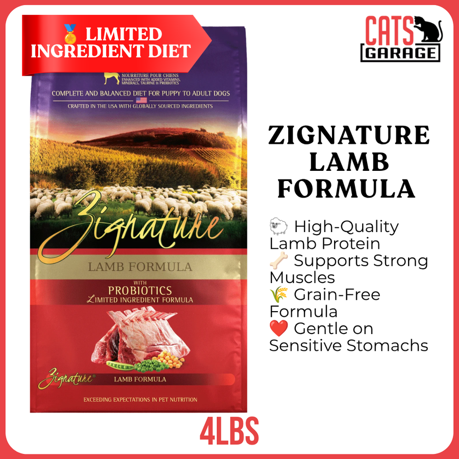 Zignature Lamb Formula Dry Dog Food 4lbs | Grain-Free | Sensitive Skin & Stomach