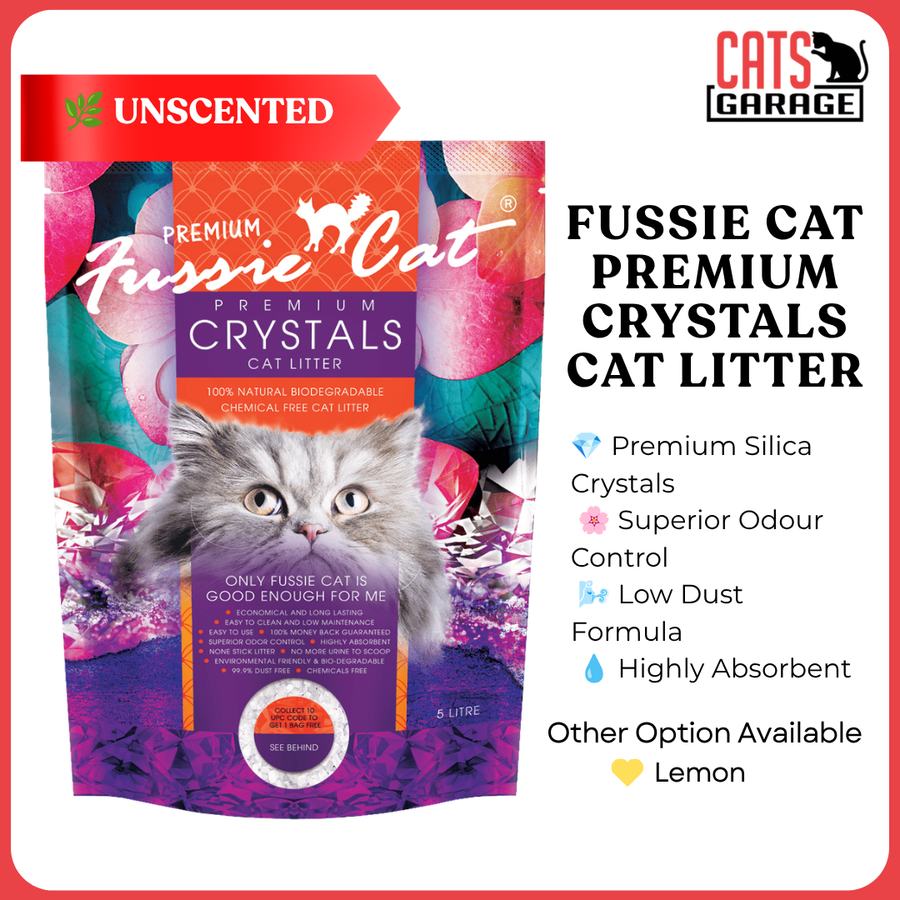 Fussie Cat Premium Crystal Cat Litter 5L x4 | Value Bundle | Silica Gel | Superior Odour Control | Low Dust | 2 scents