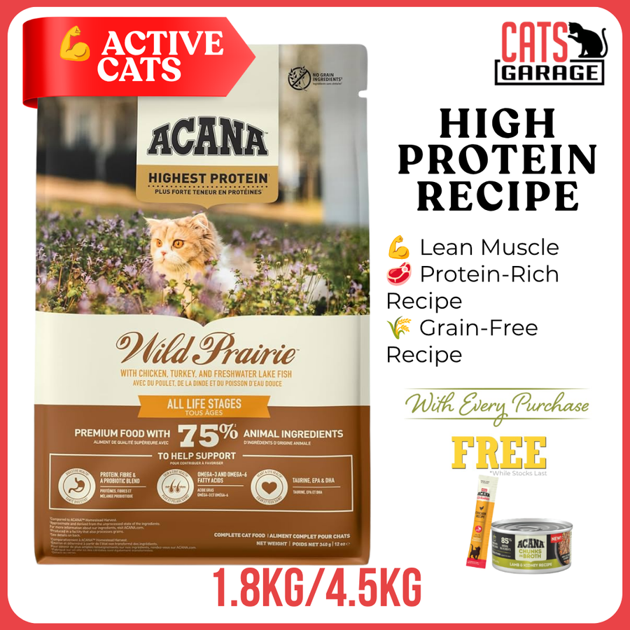 ACANA Wild Prairie Dry Cat Food | Chicken & Turkey Recipe Cat Kibble Adult Cats Grain Free Rich Animal Ingredients