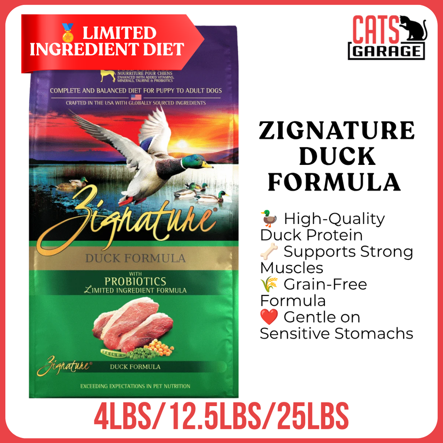Zignature Duck Formula Grain-Free Dry Dog Food | Sensitive Skin & Stomach | Chicken-Free