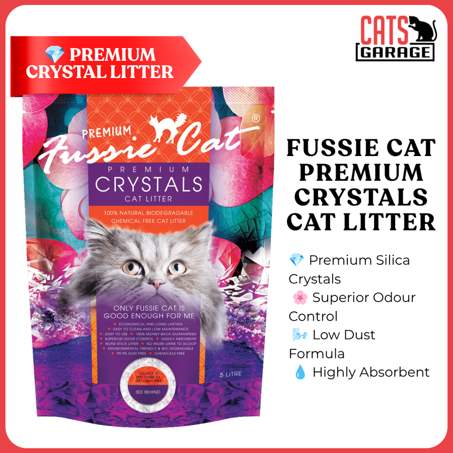 Fussie Cat Premium Crystal Cat Litter 5L x4 | Unscented | Silica Gel | Superior Odour Control | Value Bundle