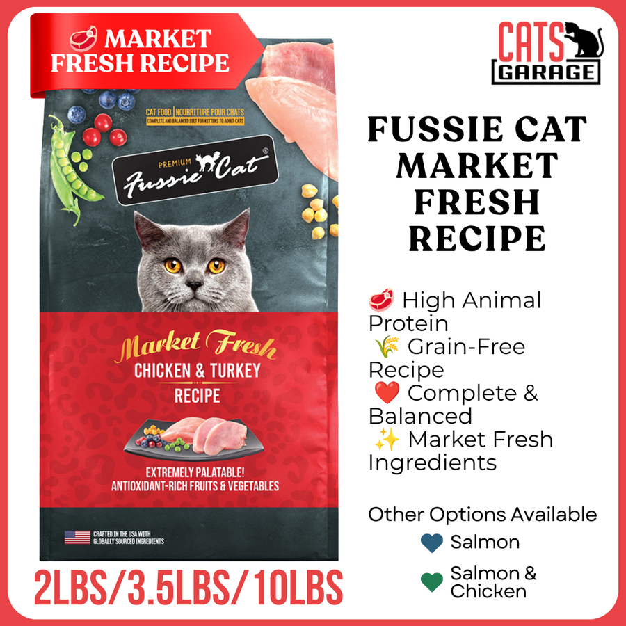 Fussie Cat Market Fresh Recipe Cat Dry Food | Grain-Free | High Protein | Complete & Balanced | 3 Sizes