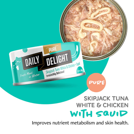 Daily Delight Pure Skipjack Tuna White & Chicken With Squid 80g