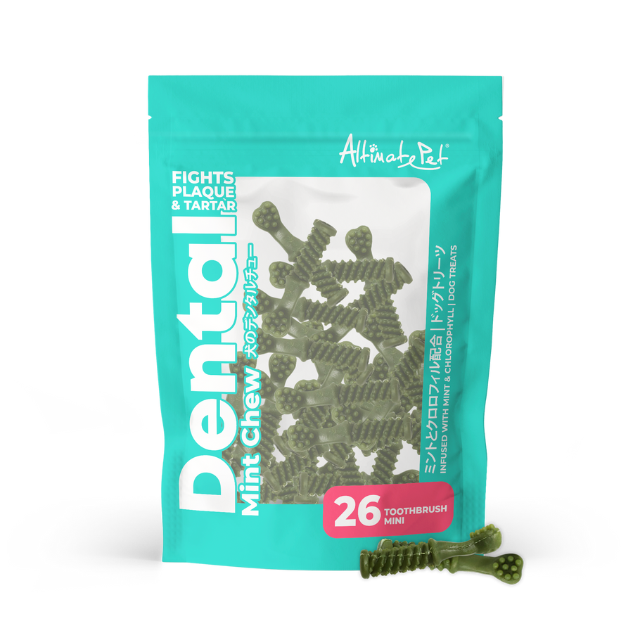 Altimate Pet Dog Dental Chews Infused with Mint & Chlorophyll Mint Toothbrush Mini 26pcs