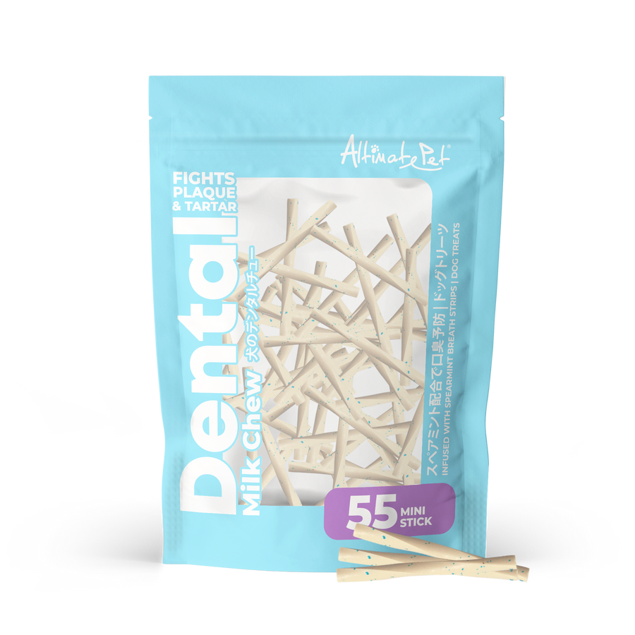 Altimate Pet Dog Dental Chews Infused with Spearmint Breath Strips Milk Mini Stick 55pcs