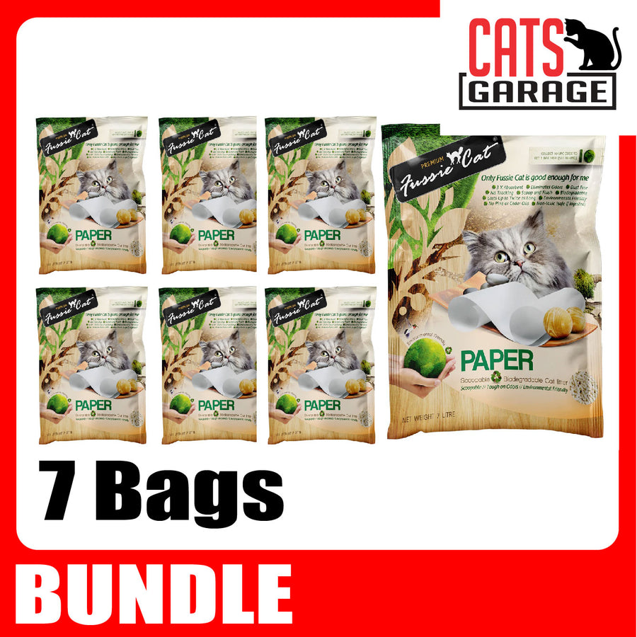 Fussie Cat Natural Paper Cat Litter 7L x7 Bags | Value Bundle | 3 Scents | Low Dust | Eco-Friendly