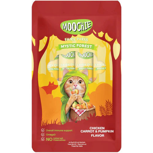 Moochie Fairy Puree Chicken, Carrot & Pumpkin Liquid Cat Treats (2 Option)