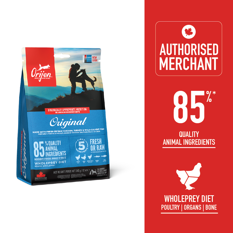 ORIJEN Original Dry Dog Food 340g | Biologically Appropriate High Protein Dog Kibble