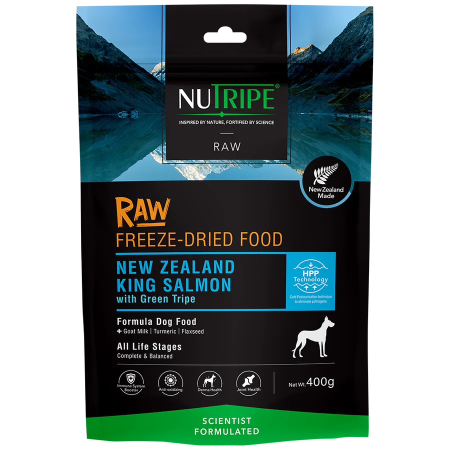 Nutripe Raw NZ King Salmon With Green Tripe Grain-Free Freeze-Dried Dog Food 400g