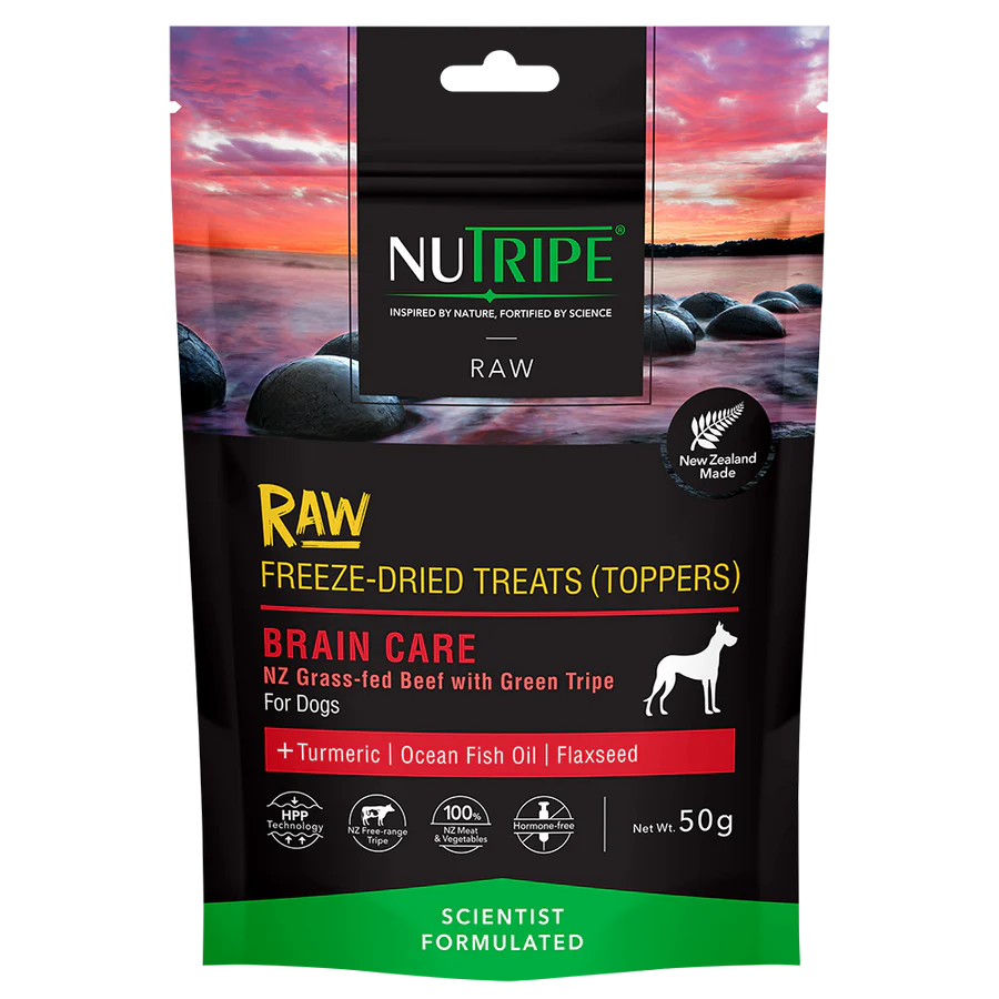 Nutripe Raw Brain Care Beef With Green Tripe Freeze-Dried Dog Treats (Toppers) 50g X2