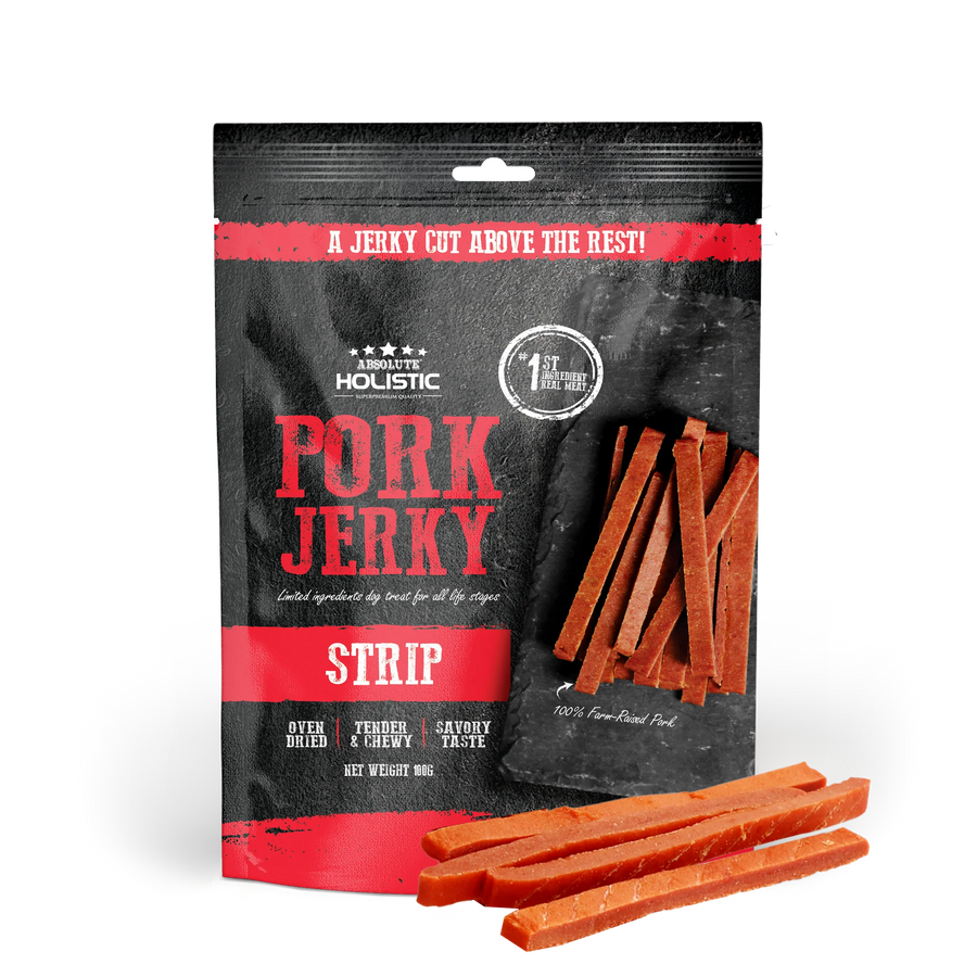 Absolute Holistic Grain Free Treats for Dog Pork Jerky Loin Strip 100g