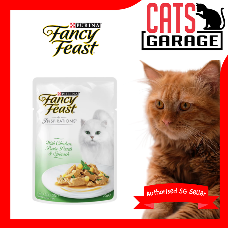 Fancy Feast Inspirations Chicken, Pasta Pearls & Spinach Pouch Cat Food 70g