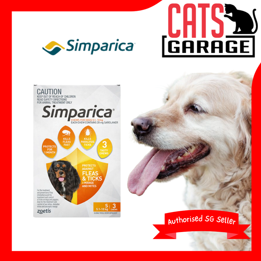 Simparica Anti Flea & Tick Chews For Small Dogs (5.1-10kg) 3ct