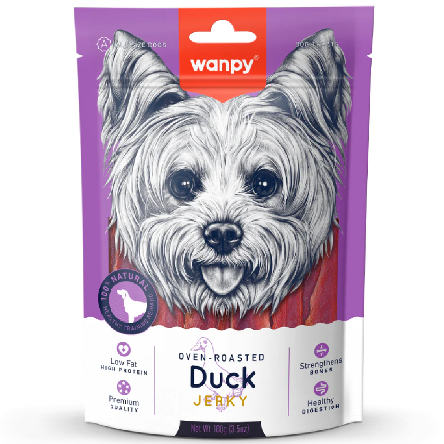 Wanpy Oven-Roasted Duck Jerky Dog Treats 100g X3