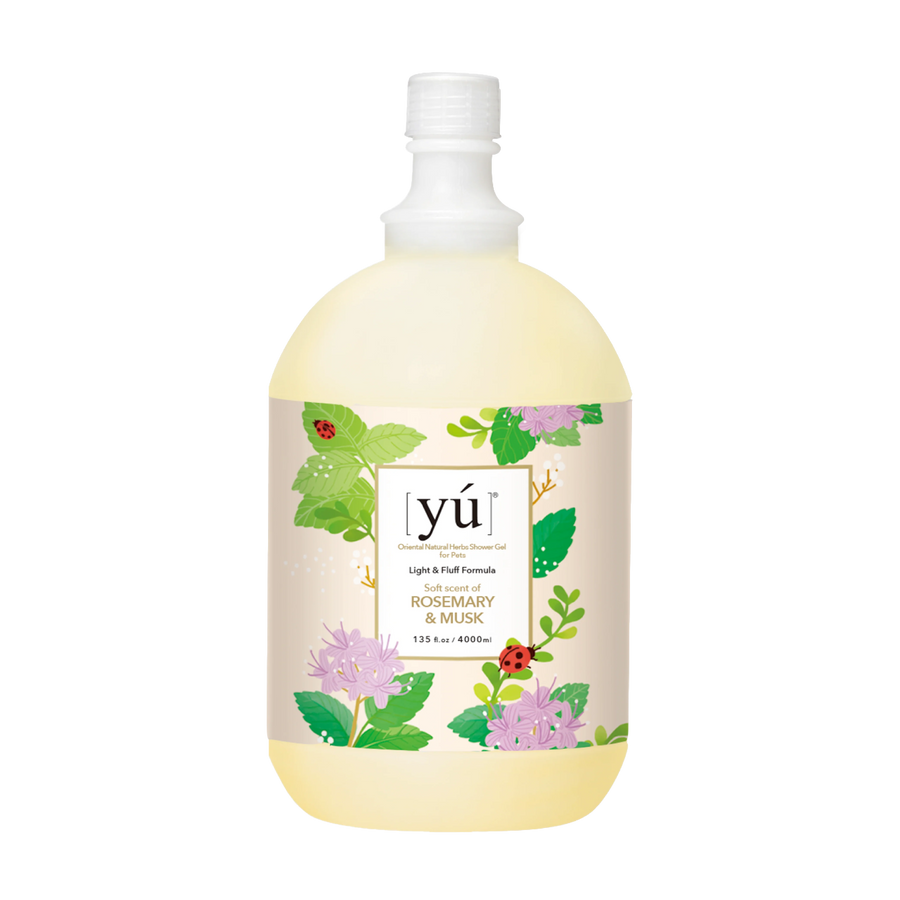 YU Light & Fluff Formula Oriental Natural Herbs Shower Gel for Cats & Dogs Rosemary & White Musk 4000ml