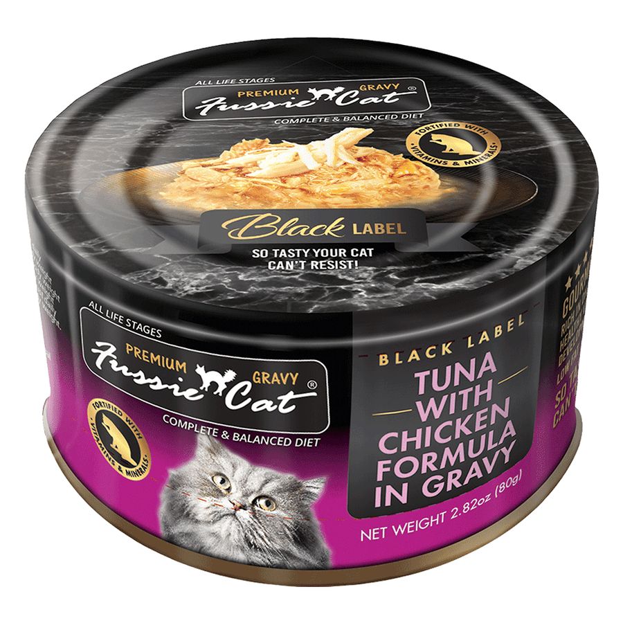 Fussie Cat Black Label Premium Canned Cat Food in Gravy 80g x24 | High Protein | Complete & Balanced Wet Food - Cats Garage