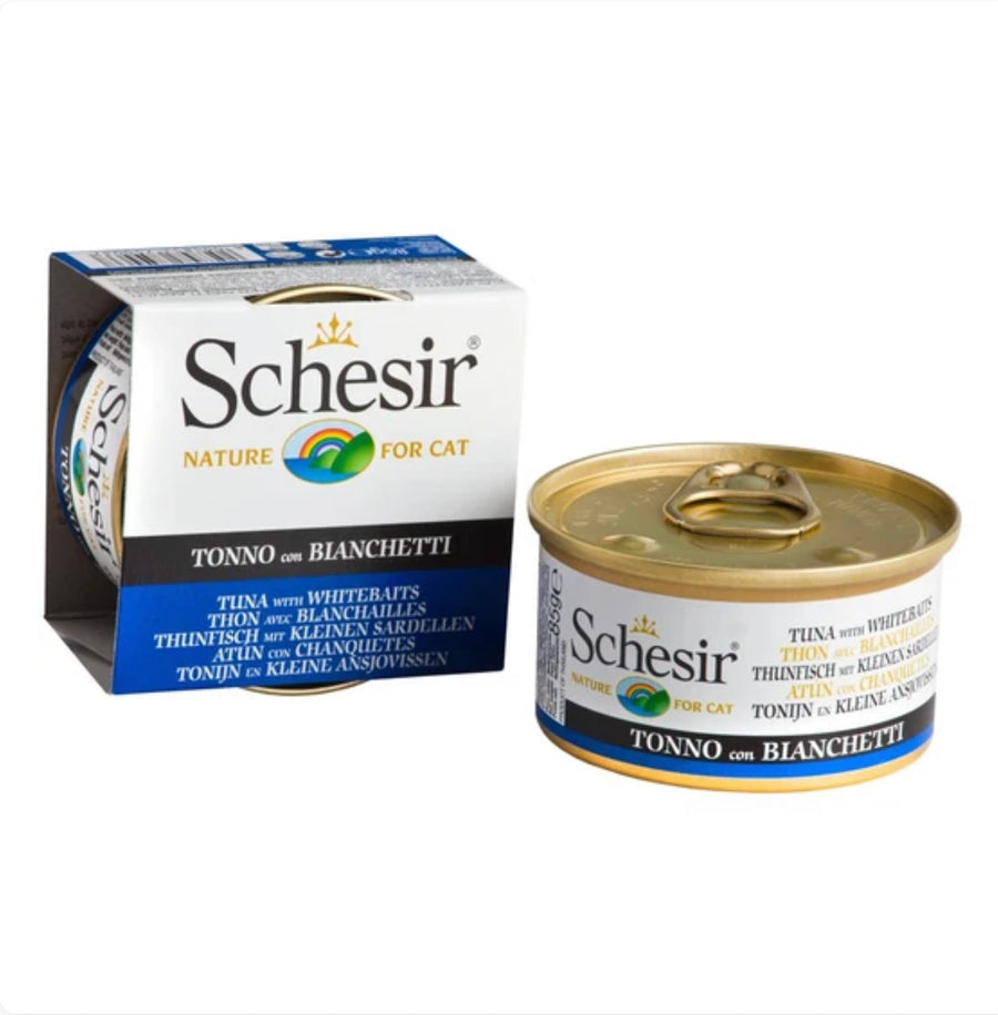Schesir Tuna with Whitebait in Jelly Canned Cat Food 85g Schesir Chicken Fillet with Aloe in Jelly For Kittens Canned Cat Food 85g X14
