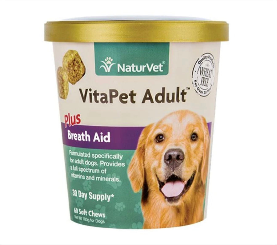 NaturVet VitaPet Adult Plus Breath Aid Soft Chew Cup 60 count