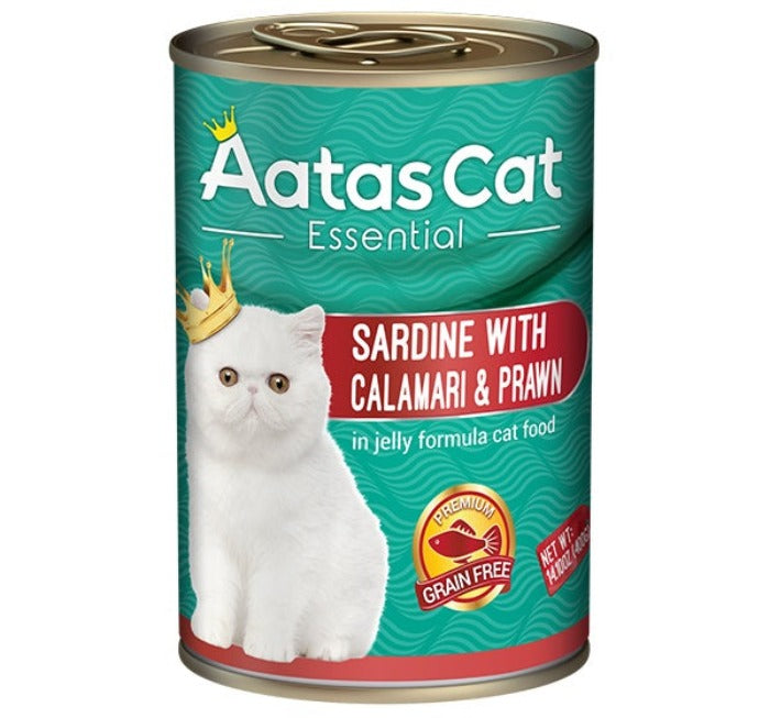 AATAS CAT Essential Sardine with Calamari & Prawn in Jelly Cat Wet Food 400g X24