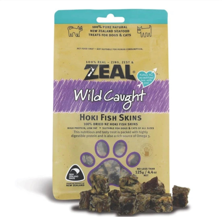 Zeal Free Range Naturals Hoki Fish Skins Cat & Dog Treats 125g