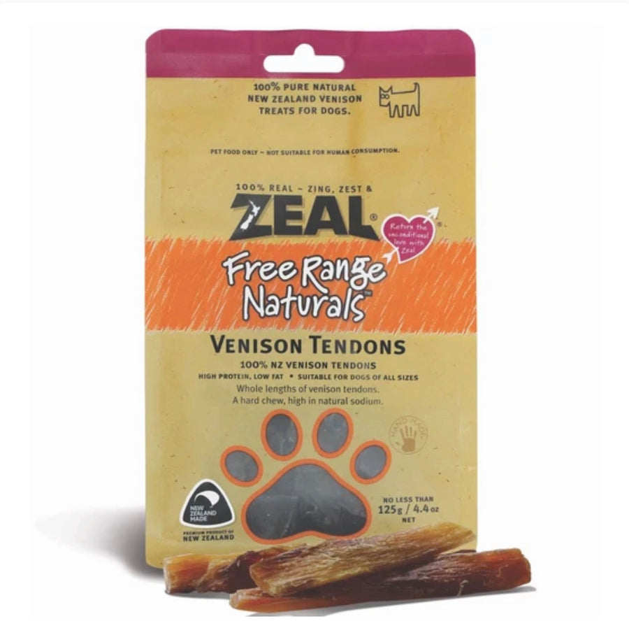 Zeal Free Range Naturals Venison Tendons Dog Treats 125g