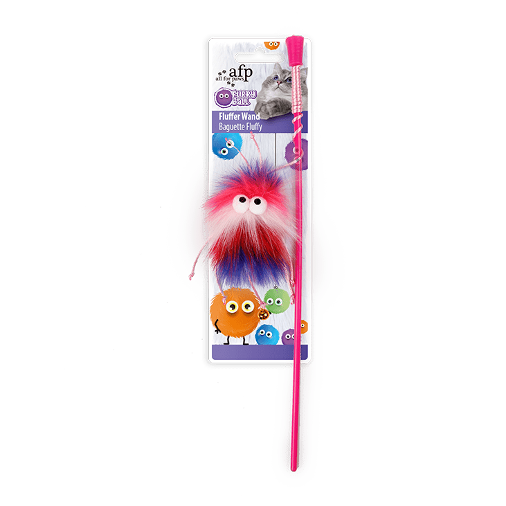 All For Paws Furry Ball Fluffer Wand Red