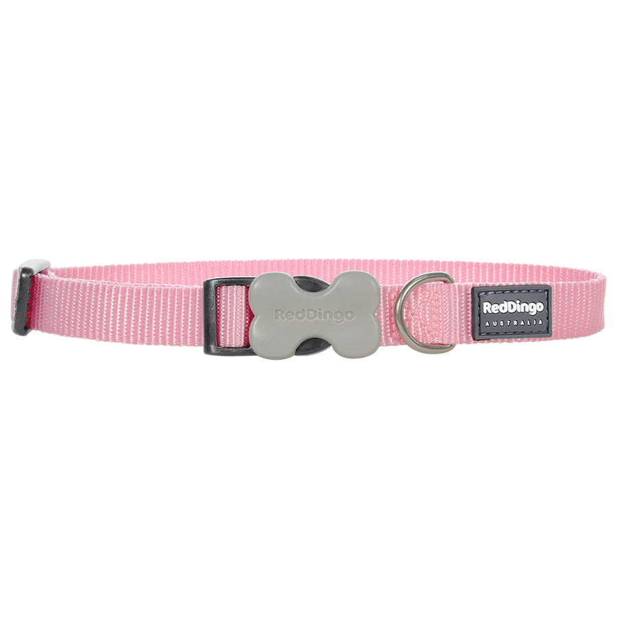 Red Dingo Dog Collar Plain - Classic Pink Large (40-60cm)
