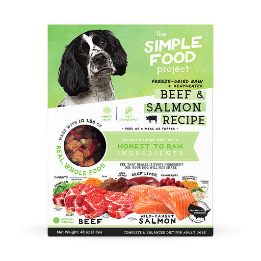 Simple Food Project Freeze Dried Raw Beef & Salmon Recipe for Dog (3 Sizes)