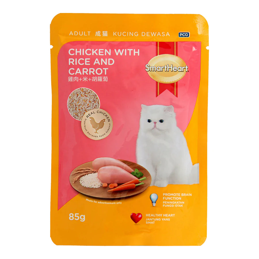 SmartHeart Cat Pouch Chicken with Rice & Carrot 85g X24