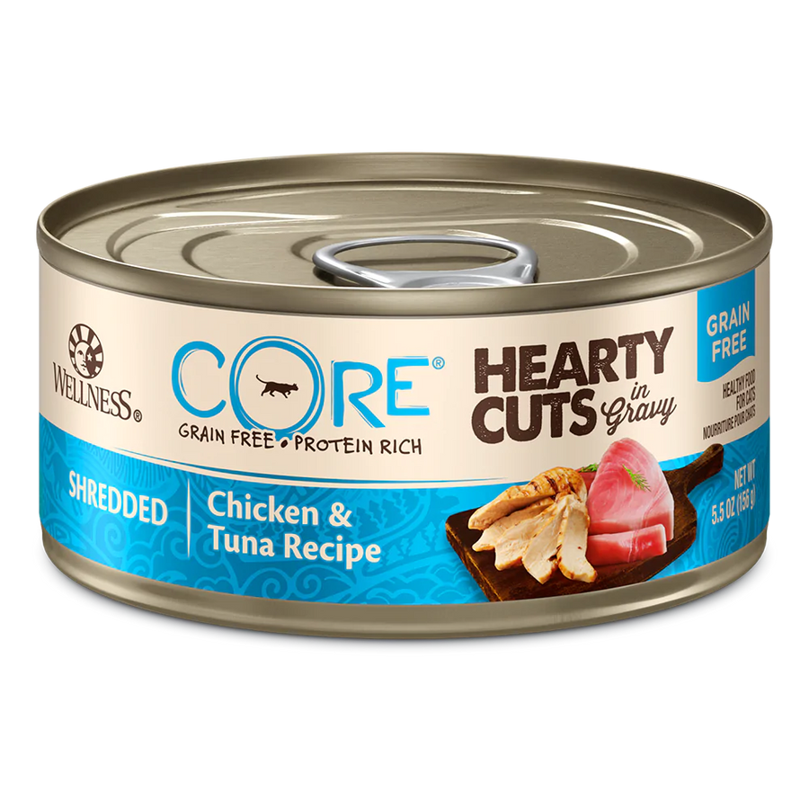 Wellness CORE Hearty Cuts in Gravy Shredded Chicken & Tuna Recipe Canned Cat Food 5.5oz X12