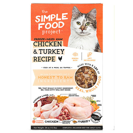 Simple Food Project Freeze Dried Raw Chicken & Turkey Recipe for Cat (2 Sizes)