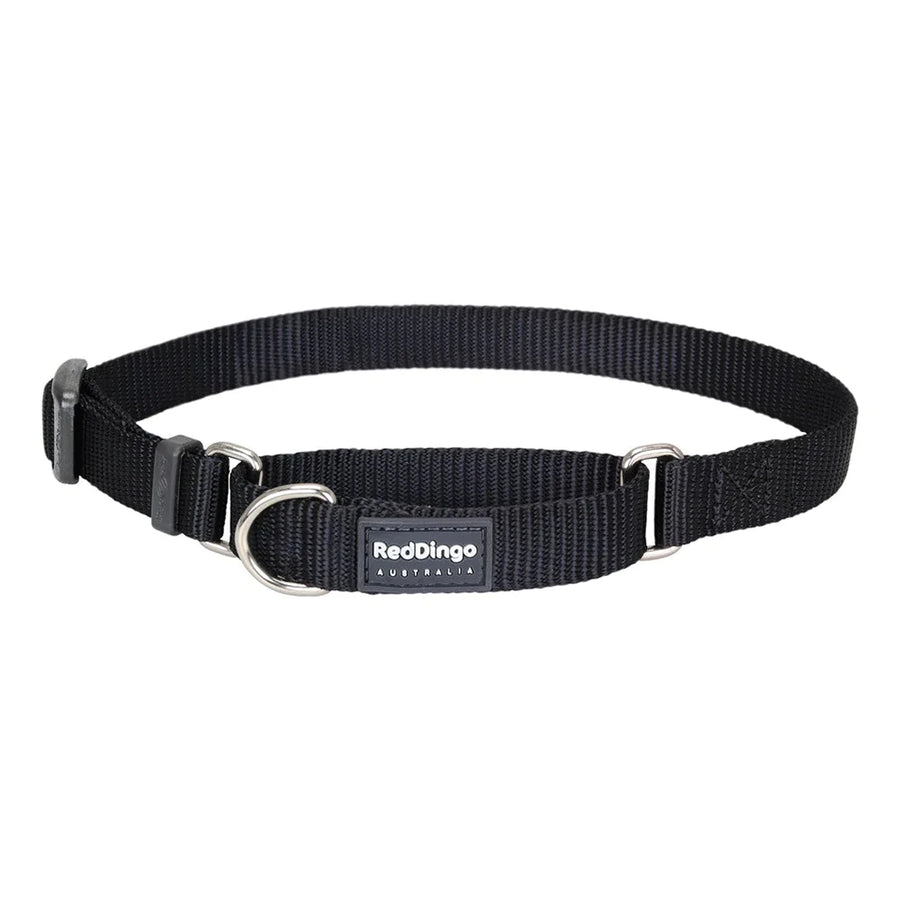 Red Dingo Dog Collar Martingale - Classic Black 20mm (32-47cm)