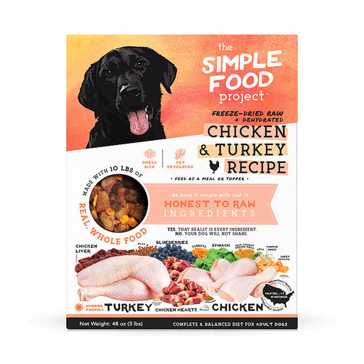 Simple Food Project Freeze Dried Raw Chicken & Turkey Recipe for Dog (3 Sizes)