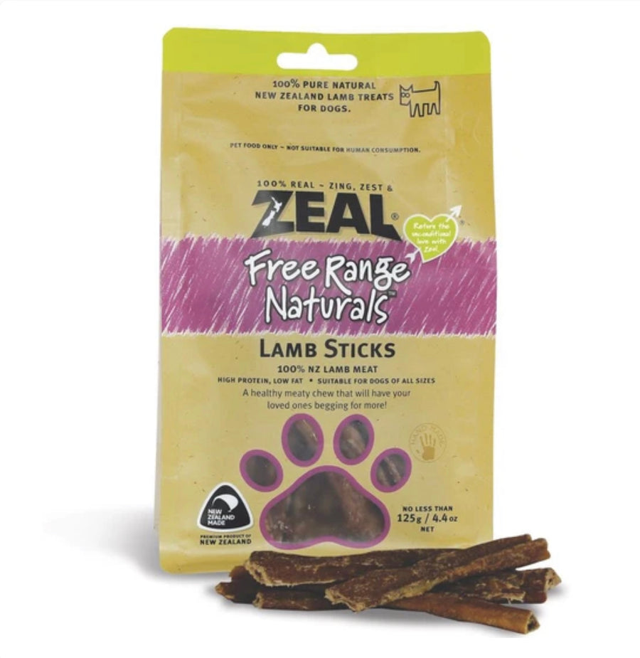 Zeal Free Range Naturals Lamb Sticks Dog Treats 125g