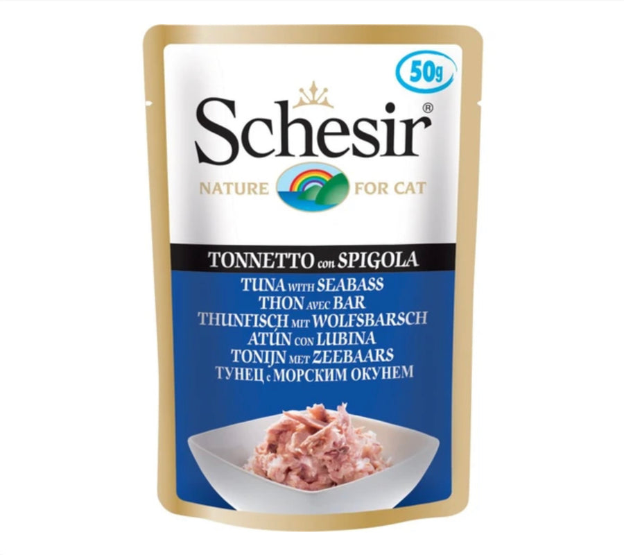 Schesir Tuna With Seabass Pouch Cat Food 50g X15