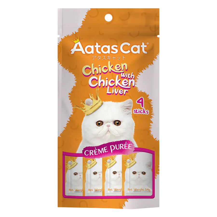 Aatas Cat Creme Puree Chicken with Chicken Liver 56g X4 Packs