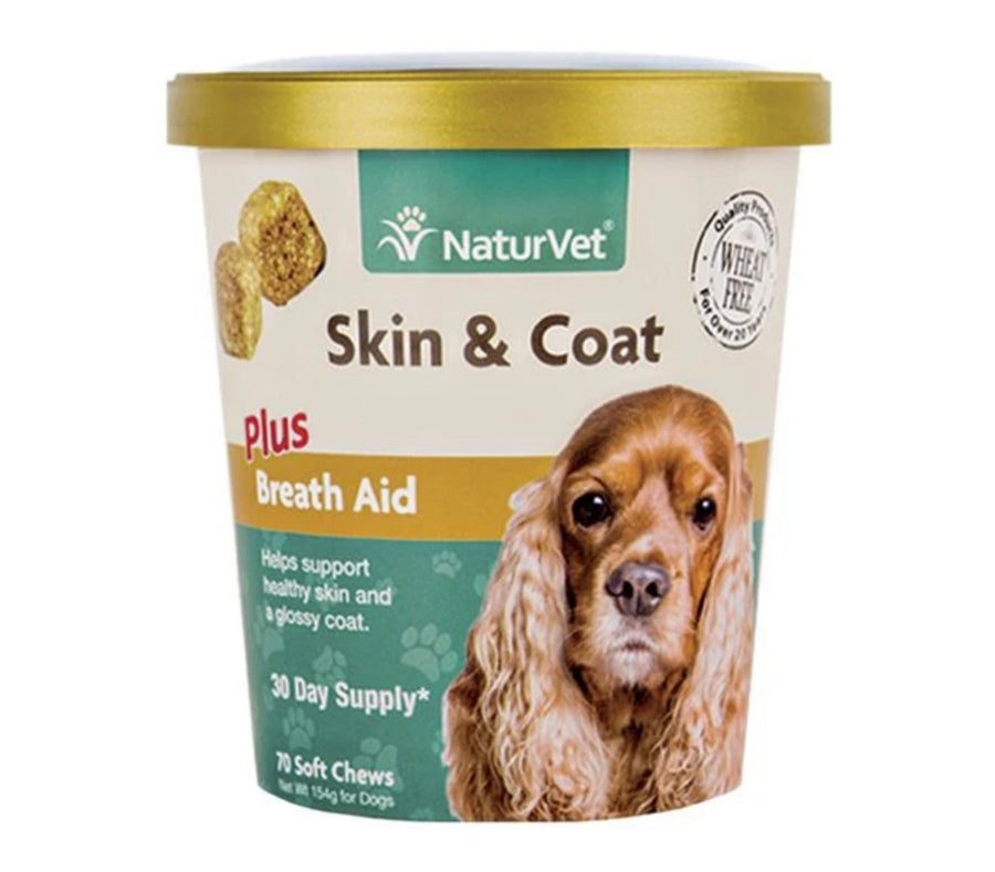 NaturVet Skin & Coat Plus Breath Aid Soft Chew Cup 70 count