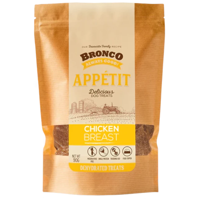 Bronco Appetit Chicken Breast Dehydrated Dog Treats 90g X3