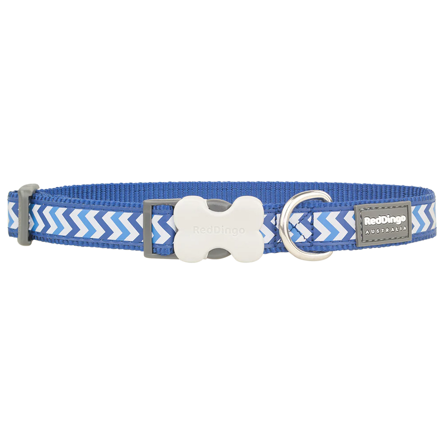 Red Dingo Dog Collar - Reflective Ziggy Dark Blue 12mm
