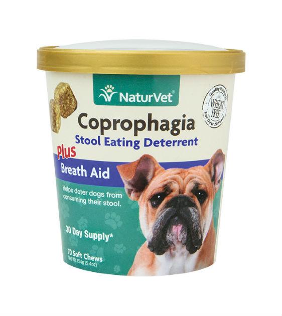 NaturVet Coprophagia (Stool Eating) Deterrent Plus Breath Aid Soft Chews Dog Supplement 70 count