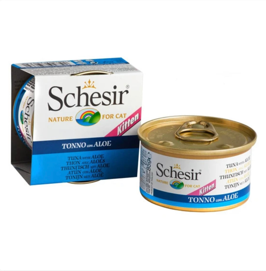 Schesir Tuna with Aloe in Jelly for Kittens Canned Cat Food 85g Schesir Chicken Fillet with Aloe in Jelly For Kittens Canned Cat Food 85g X14