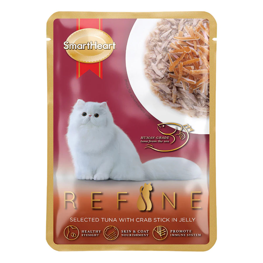 SmartHeart Cat Pouch Refine Selected Tuna with Crab Stick in Jelly 70g X24