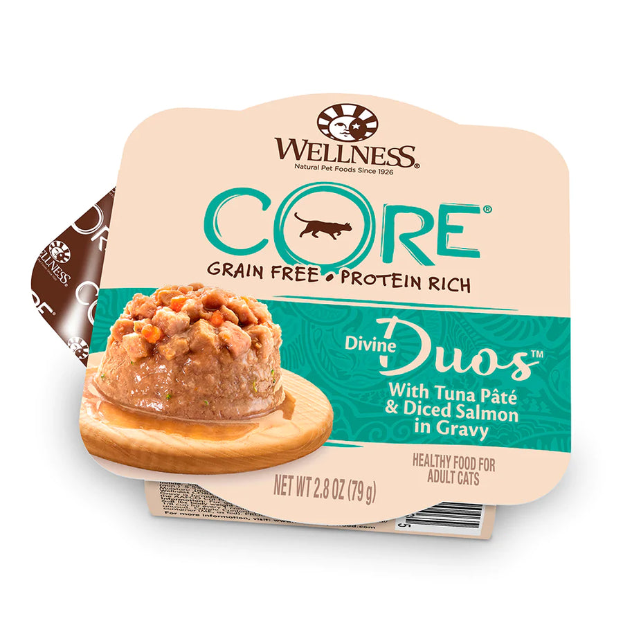 Wellness Cat Core Divine Duos Tuna Pate & Diced Salmon in Gravy 2.8oz X12