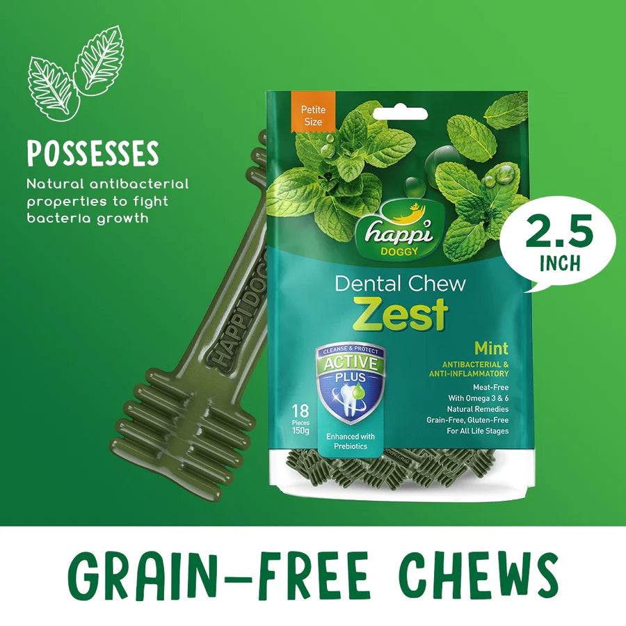 Happi Doggy Zest Mint Dental Dog Chew 150g